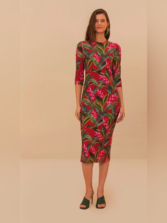 FARM Rio Dresses & Skirts - Farm Rio NWT Red Dream Garden Jersey Midi Dress Small